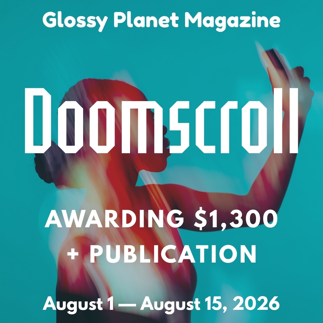 woman taking selfie with "doomscroll" text