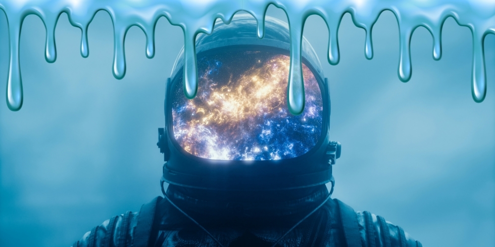 Astronaut over blue background