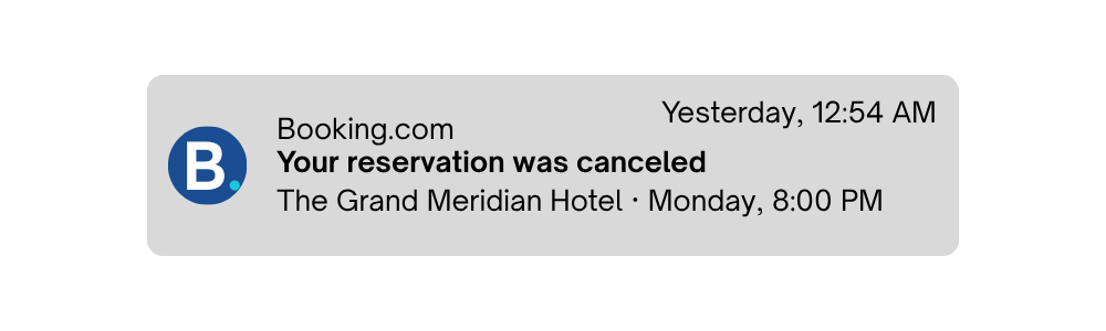Booking notification