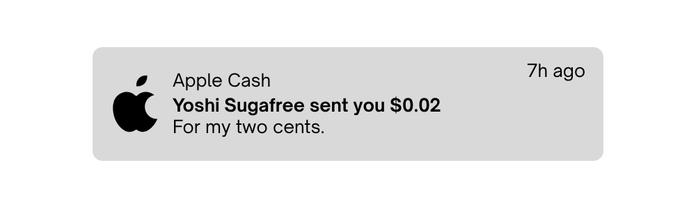 Apple Cash notification